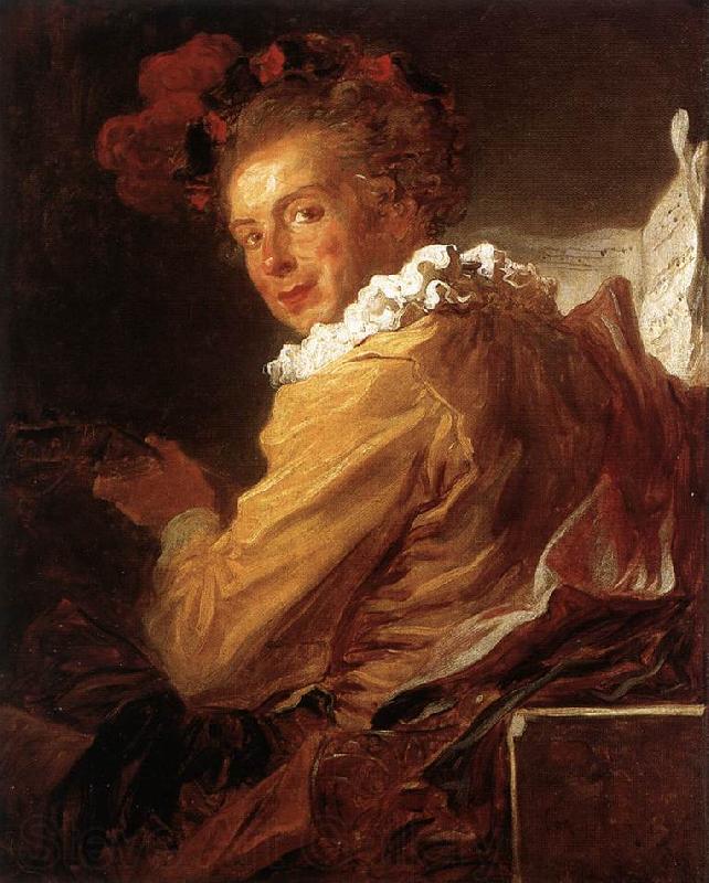 Jean Honore Fragonard Man Playing an Instrument Norge oil painting art